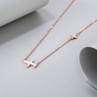 Cute Airplane Stainless Steel Plating Inlay Diamond Rose Gold Plated Necklace Pendant main image 4