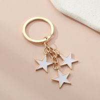 Commute Pentagram Metal Enamel Gold Plated Bag Pendant Keychain sku image 5