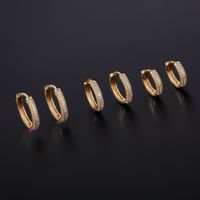1 Pair Casual Simple Style Shiny Round Plating Inlay Copper Zircon K Gold Plated Hoop Earrings main image 1