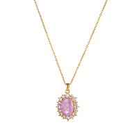Wholesale Glam Simple Style Solid Color 304 Stainless Steel Copper Plating Inlay 18K Gold Plated Acrylic Glass Zircon Pendant Necklace sku image 44