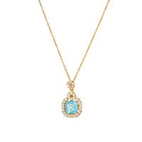 Wholesale Glam Simple Style Solid Color 304 Stainless Steel Copper Plating Inlay 18K Gold Plated Acrylic Glass Zircon Pendant Necklace sku image 45
