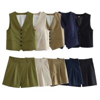 Women's Casual Solid Color Polyester Pocket Shorts Sets main image 2