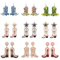 1 Pair Exaggerated Cowboy Style Boots Inlay Alloy Plastic Resin Drop Earrings main image 1
