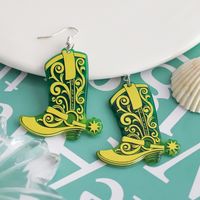 1 Pair Exaggerated Cowboy Style Boots Inlay Alloy Plastic Resin Drop Earrings main image 7