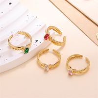 Elegant Shiny Cross Oval Stainless Steel Plating Inlay Zircon 18k Gold Plated Open Rings main image 4