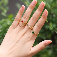Elegant Shiny Cross Oval Stainless Steel Plating Inlay Zircon 18k Gold Plated Open Rings main image 1