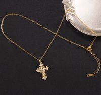 Elegant Dame Kreuzen Kupfer Überzug Inlay Zirkon Halskette Mit Anhänger sku image 12