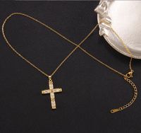 Elegant Dame Kreuzen Kupfer Überzug Inlay Zirkon Halskette Mit Anhänger sku image 3