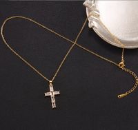 Elegant Dame Kreuzen Kupfer Überzug Inlay Zirkon Halskette Mit Anhänger sku image 1