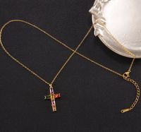Elegant Dame Kreuzen Kupfer Überzug Inlay Zirkon Halskette Mit Anhänger sku image 2