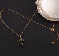Elegant Dame Kreuzen Kupfer Überzug Inlay Zirkon Halskette Mit Anhänger sku image 6