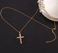 Elegant Dame Kreuzen Kupfer Überzug Inlay Zirkon Halskette Mit Anhänger sku image 7