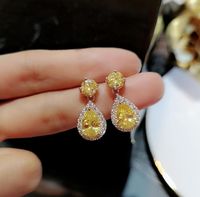 1 Pair Glam Water Droplets Inlay Brass Zircon Drop Earrings main image 2