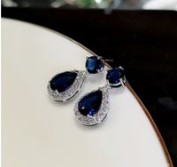 1 Pair Glam Water Droplets Inlay Brass Zircon Drop Earrings sku image 3