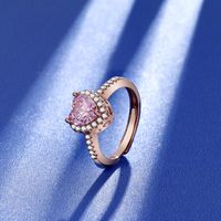 Elegant Lady Sweet Heart Shape Copper Plating Inlay Zircon Open Rings main image 4