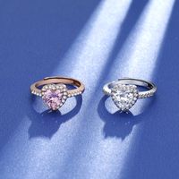 Elegant Lady Sweet Heart Shape Copper Plating Inlay Zircon Open Rings main image 1