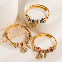 Bijoux En Gros Dame Impression Alliage Perles Artificielles Strass Émail Placage Incruster Bracelet Câble Torsadé main image 1