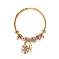 Wholesale Jewelry Lady Printing Alloy Artificial Pearls Rhinestones Enamel Plating Inlay Twisted Cable Bracele sku image 2