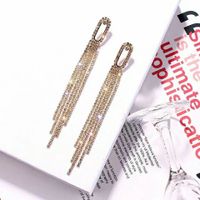 1 Pair Elegant Lady Streetwear Geometric Plating Inlay Alloy Rhinestones Drop Earrings main image 5