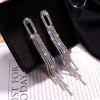 1 Pair Elegant Lady Streetwear Geometric Plating Inlay Alloy Rhinestones Drop Earrings main image 3
