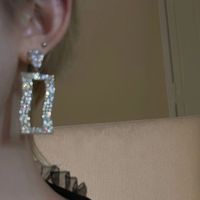 1 Pair Elegant Streetwear Rectangle Plating Inlay Alloy Zircon Drop Earrings main image 4
