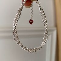 Großhandel Schmuck Dame Einfarbig Künstliche Perle Sterling Silber Perlen Armbänder sku image 1