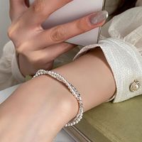 Großhandel Schmuck Dame Einfarbig Künstliche Perle Sterling Silber Perlen Armbänder main image 2