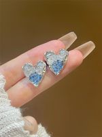 Elegant Lady Heart Shape Artificial Crystal Alloy Plating Inlay Zircon Women's Earrings Necklace sku image 1