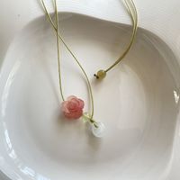 Chinoiserie Elegant Classical Flower Resin Wholesale Pendant Necklace main image 2