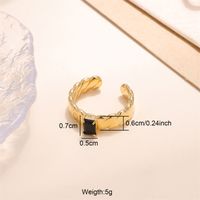 Glam Shiny Square Stripe Stainless Steel Plating Inlay Zircon 18k Gold Plated Open Rings sku image 1