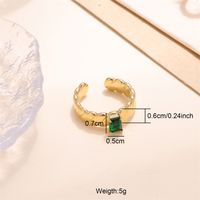 Glam Shiny Square Stripe Stainless Steel Plating Inlay Zircon 18k Gold Plated Open Rings sku image 2