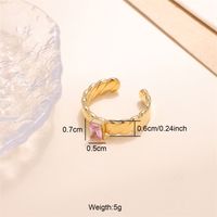 Glam Shiny Square Stripe Stainless Steel Plating Inlay Zircon 18k Gold Plated Open Rings sku image 3