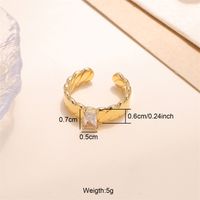 Glam Shiny Square Stripe Stainless Steel Plating Inlay Zircon 18k Gold Plated Open Rings sku image 4