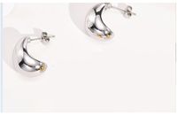 1 Pair Simple Style C Shape Plating Titanium Steel Ear Studs sku image 1