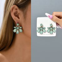 1 Pair Simple Style Flower Plastic Rhinestone Women's Drop Earrings main image 5