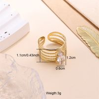 Tropical Rhombus Stainless Steel Plating Inlay Zircon 18k Gold Plated Open Rings sku image 3
