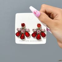 1 Pair Simple Style Flower Plastic Rhinestone Women's Drop Earrings sku image 1