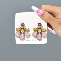 1 Pair Simple Style Flower Plastic Rhinestone Women's Drop Earrings sku image 2