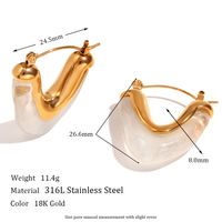 1 Pair Vintage Style Color Block Plating Stainless Steel Arylic 18k Gold Plated Earrings main image 5