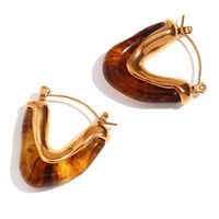 1 Pair Vintage Style Color Block Plating Stainless Steel Arylic 18k Gold Plated Earrings sku image 2