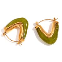 1 Pair Vintage Style Color Block Plating Stainless Steel Arylic 18k Gold Plated Earrings sku image 3
