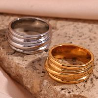 Simple Style Classic Style Solid Color Stainless Steel Plating 18k Gold Plated Rings main image 3