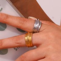 Simple Style Classic Style Solid Color Stainless Steel Plating 18k Gold Plated Rings main image 2