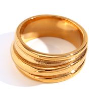 Simple Style Classic Style Solid Color Stainless Steel Plating 18k Gold Plated Rings sku image 3