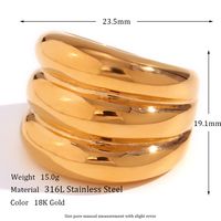 Vintage Style Simple Style Solid Color Stainless Steel Plating 18k Gold Plated Rings sku image 2