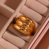 Vintage Style Simple Style Solid Color Stainless Steel Plating 18k Gold Plated Rings main image 4