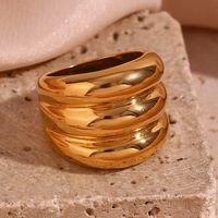 Vintage Style Simple Style Solid Color Stainless Steel Plating 18k Gold Plated Rings main image 1