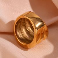 Vintage Style Simple Style Solid Color Stainless Steel Plating 18k Gold Plated Rings main image 3