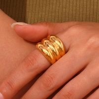 Vintage Style Simple Style Solid Color Stainless Steel Plating 18k Gold Plated Rings main image 2