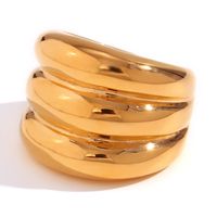 Vintage Style Simple Style Solid Color Stainless Steel Plating 18k Gold Plated Rings sku image 1